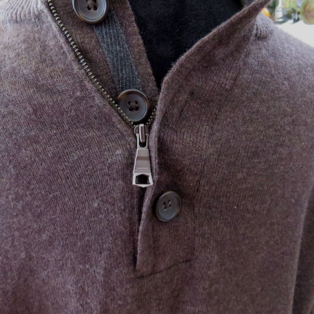 Banana Republic Men's 1/4 Zip Merino Blend Pullover Sweater  Brown Large  EUC - Picture 3 of 11